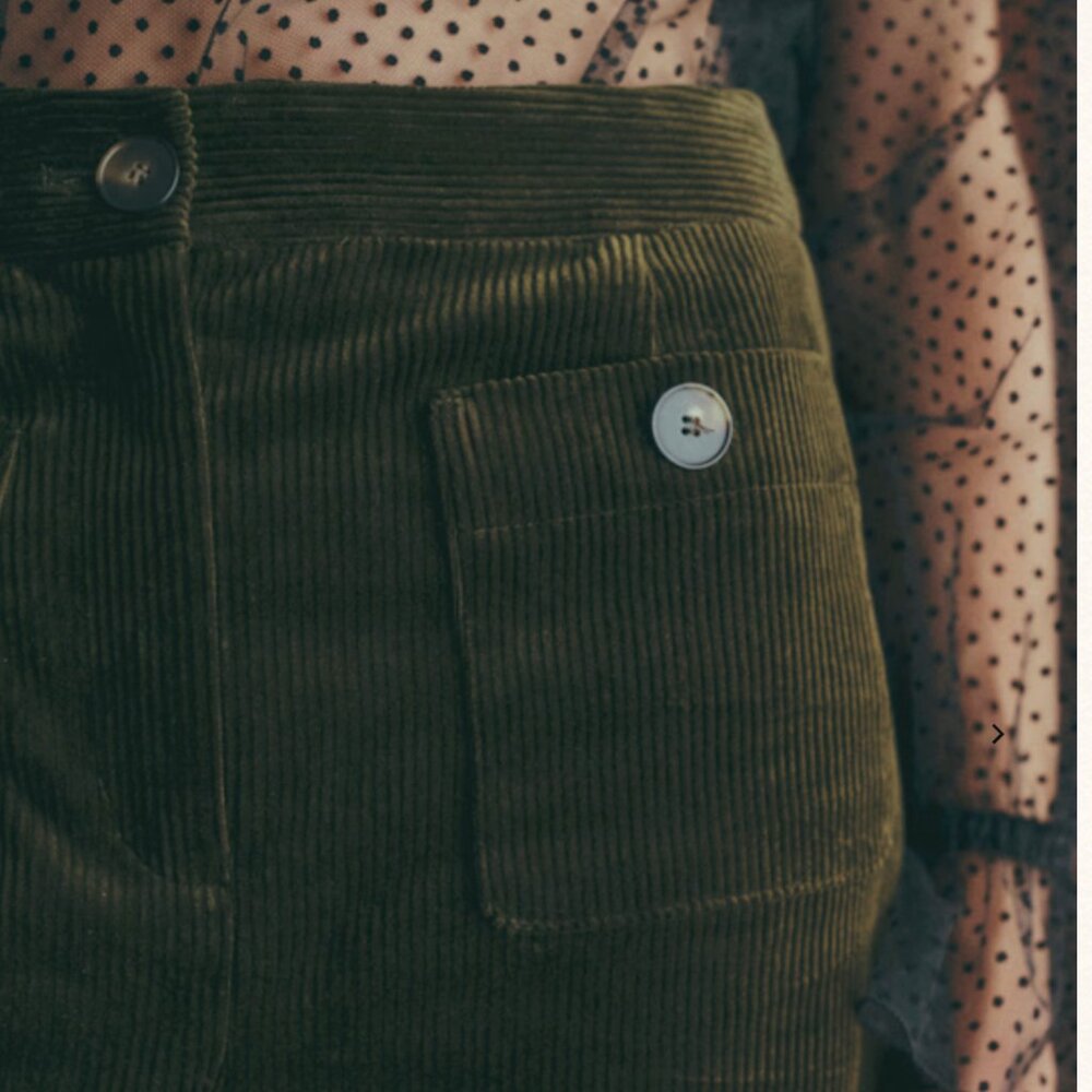 Sezane Dan Trousers Dark Olive - Size 6 - Picture 3 of 11